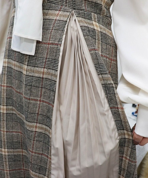 PairPair（ペアペア）の「チェック柄プリーツ切替ワンショル風2WAYワンピース（ワンピース・レディース・ベージュ/ブラウン系その他・FREE）」の15枚目の写真