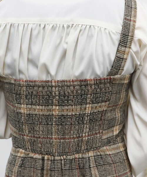PairPair（ペアペア）の「チェック柄プリーツ切替ワンショル風2WAYワンピース（ワンピース・レディース・ベージュ/ブラウン系その他・FREE）」の13枚目の写真