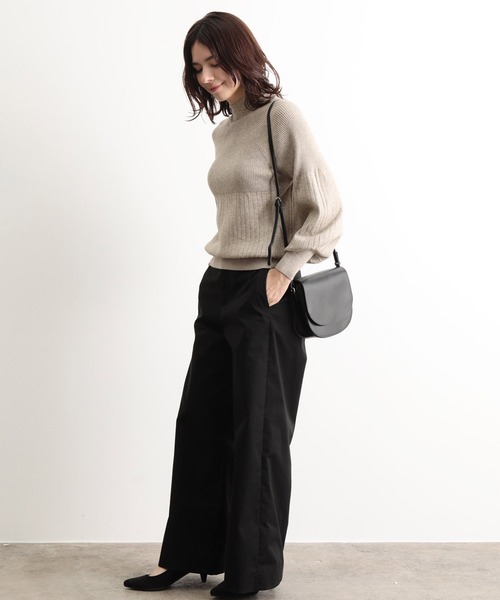 SALON adam et ropéコットンライクスタイルアップワイドパンツ SALON adam et rope'｜コットンライクスタイルアップパンツ