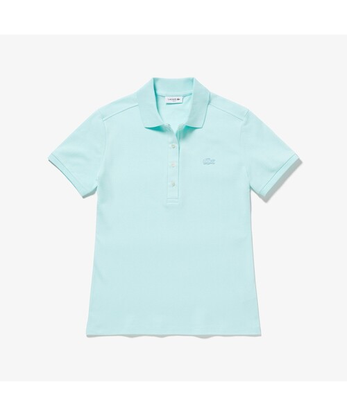 LACOSTE（ラコステ）の「スリムフィット ストレッチコットンピケポロシャツ（半袖）（ポロシャツ・レディース・ホワイト/ブラック/ネイビー/グレー/レッド/カーキ/グリーン/ライトパープル/ベビーピンク/ダークラベンダー/スモークピンク/ピンクベージュ/ダークネイビー/ラベンダー/ミント/マスタード/ライトグリーン/ダークブルー/ライトイエロー/サーモンピンク/ライトブルー/イエロー/クリアグリーン/エメラルド/クリアレッド/スカイブルー/オレンジ/アクア/ペールイエロー/ライトピンク/コバルトブルー/オリーブ/レモンイエロー/シャーベット/ピンク/梅/チェリーピンク/オレンジ系その他/ライム/ブラウン/グレイッシュブルー/グリーン系その他/フューシャピンク/桜/グリーン系その他2/クリアブルー・40/38/36/34/42）」の10枚目の写真