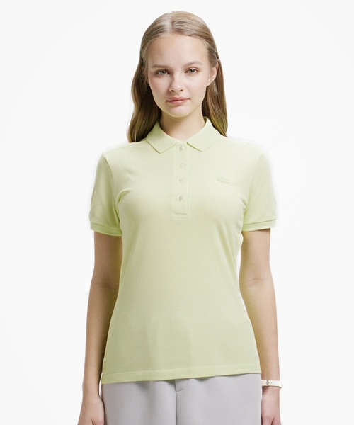 LACOSTE(ラコステ)の「スリムフィット ストレッチコットンピケポロシャツ(半袖)(ポロシャツ・レディース・ホワイト/ブラック/ネイビー/グレー/レッド/カーキ/グリーン/ライトパープル/ベビーピンク/ダークラベンダー/スモークピンク/ピンクベージュ/ダークネイビー/ラベンダー/ミント/マスタード/ライトグリーン/ダークブルー/ライトイエロー/サーモンピンク/ライトブルー/イエロー/クリアグリーン/エメラルド/クリアレッド/スカイブルー/オレンジ/アクア/ペールイエロー/ライトピンク/コバルトブルー/オリーブ/レモンイエロー/シャーベット/ピンク/梅/チェリーピンク/オレンジ系その他/ライム/ブラウン/グレイッシュブルー/グリーン系その他/フューシャピンク/桜/グリーン系その他2/クリアブルー・40/38/36/34/42)」の15枚目の写真