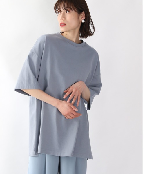 LOWRYS FARM（ローリーズファーム）の「ＢＩＧチュニックＴＥＥ　878545（Tシャツ/カットソー・レディース・チャコールグレー/ブラック/ベージュ/オフホワイト/ブルー・FREE）」の5枚目の写真