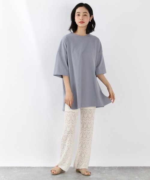 LOWRYS FARM（ローリーズファーム）の「ＢＩＧチュニックＴＥＥ　878545（Tシャツ/カットソー・レディース・チャコールグレー/ブラック/ベージュ/オフホワイト/ブルー・FREE）」の13枚目の写真