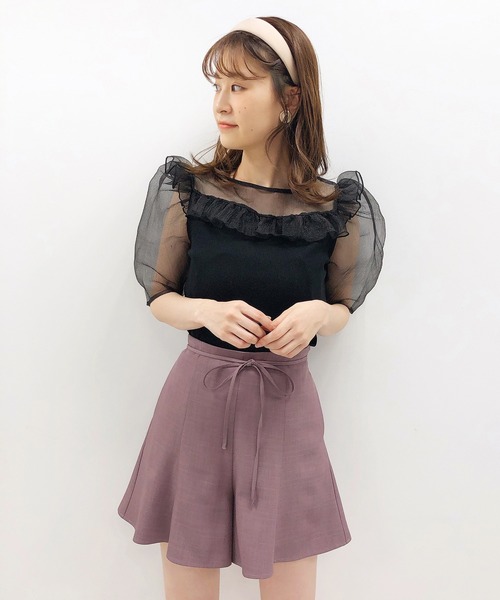 one after another NICE CLAUP（ワンアフターアナザーナイスクラップ）の「フレア麻ショートパンツ（その他パンツ・レディース・パープル/ミント/ライトベージュ/レンガ・FREE）」の14枚目の写真