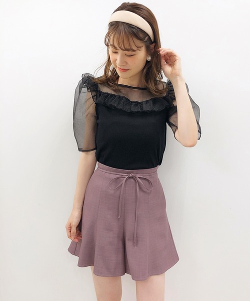 one after another NICE CLAUP（ワンアフターアナザーナイスクラップ）の「フレア麻ショートパンツ（その他パンツ・レディース・パープル/ミント/ライトベージュ/レンガ・FREE）」の15枚目の写真