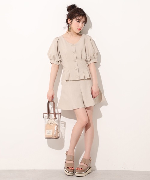 one after another NICE CLAUP（ワンアフターアナザーナイスクラップ）の「フレア麻ショートパンツ（その他パンツ・レディース・パープル/ミント/ライトベージュ/レンガ・FREE）」の8枚目の写真