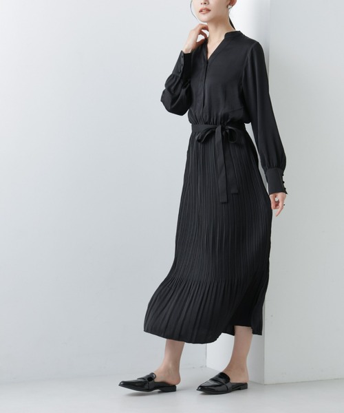 NANO universe（ナノユニバース）の「【WEB限定】ヴィンテージサテンワンピース（ワンピース・レディース・ネイビー/ブラック/ベージュ/キャメル・マルチサイズ）」の20枚目の写真