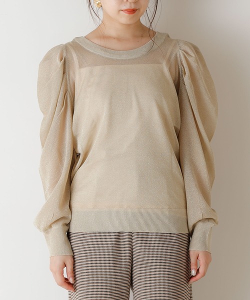 Chico（チコ）の「ラメシアーパワショルニット/シアーニット（ニット/セーター・レディース・ブラック/ブラウン/ライトベージュ/ピンクベージュ・FREE）」の7枚目の写真