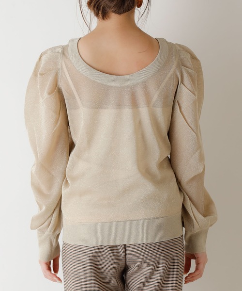 Chico（チコ）の「ラメシアーパワショルニット/シアーニット（ニット/セーター・レディース・ブラック/ブラウン/ライトベージュ/ピンクベージュ・FREE）」の10枚目の写真