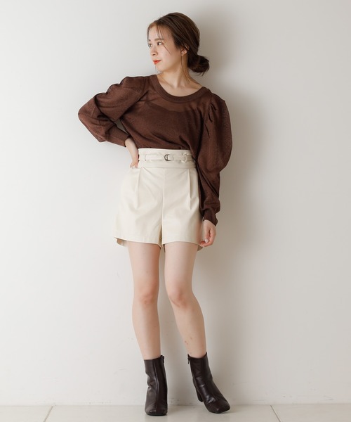 Chico（チコ）の「ラメシアーパワショルニット/シアーニット（ニット/セーター・レディース・ブラック/ブラウン/ライトベージュ/ピンクベージュ・FREE）」の14枚目の写真