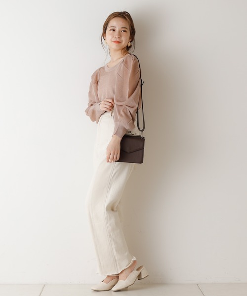 Chico（チコ）の「ラメシアーパワショルニット/シアーニット（ニット/セーター・レディース・ブラック/ブラウン/ライトベージュ/ピンクベージュ・FREE）」の11枚目の写真