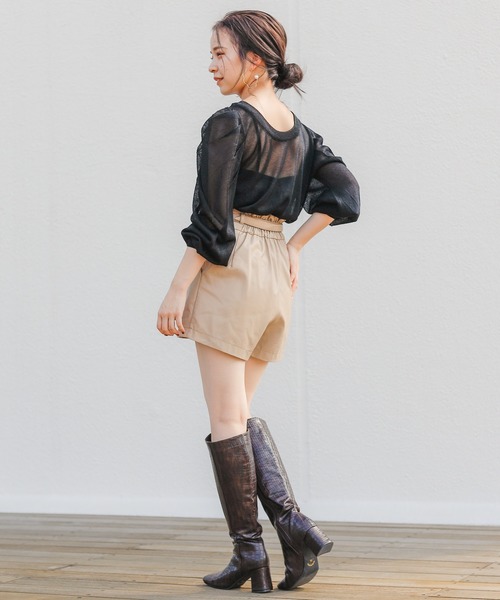 Chico（チコ）の「ラメシアーパワショルニット/シアーニット（ニット/セーター・レディース・ブラック/ブラウン/ライトベージュ/ピンクベージュ・FREE）」の21枚目の写真