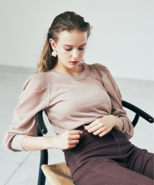 Chico（チコ）の「ラメシアーパワショルニット/シアーニット（ニット/セーター・レディース・ブラック/ブラウン/ライトベージュ/ピンクベージュ・FREE）」の19枚目の写真