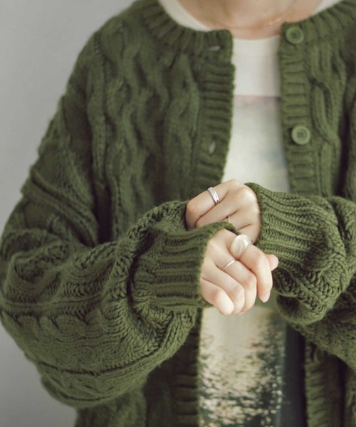 antiqua(アンティカ)の「カーディガン(カーディガン/ボレロ・レディース・ベージュ/カーキ/ライトグリーン/ダークグレー/ナチュラル・FREE)」の4枚目の写真