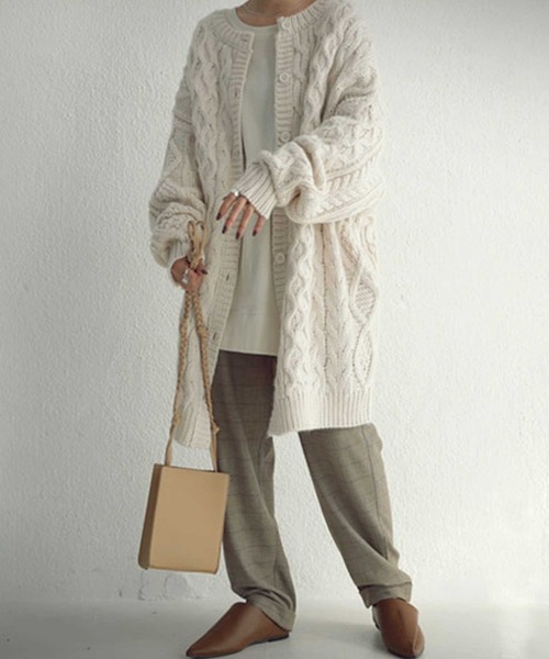 antiqua(アンティカ)の「カーディガン(カーディガン/ボレロ・レディース・ベージュ/カーキ/ライトグリーン/ダークグレー/ナチュラル・FREE)」の7枚目の写真