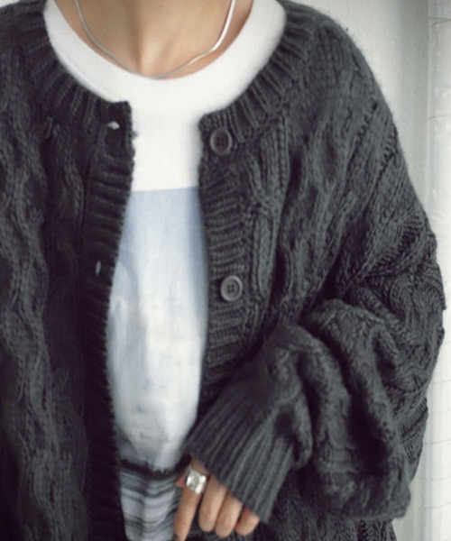 antiqua(アンティカ)の「カーディガン(カーディガン/ボレロ・レディース・ベージュ/カーキ/ライトグリーン/ダークグレー/ナチュラル・FREE)」の16枚目の写真