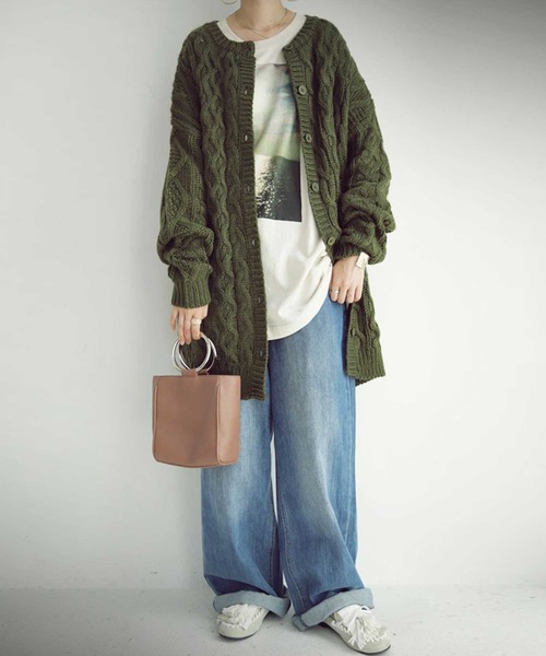 antiqua(アンティカ)の「カーディガン(カーディガン/ボレロ・レディース・ベージュ/カーキ/ライトグリーン/ダークグレー/ナチュラル・FREE)」の11枚目の写真