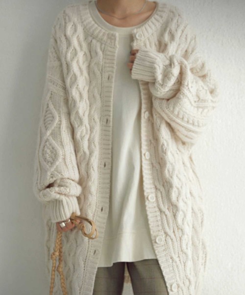 antiqua(アンティカ)の「カーディガン(カーディガン/ボレロ・レディース・ベージュ/カーキ/ライトグリーン/ダークグレー/ナチュラル・FREE)」の6枚目の写真