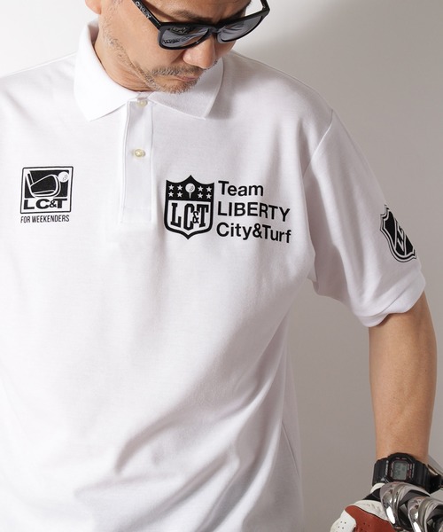 LIBERTY CITY（リバティシティ）の「【LIBERTY CITY/リバティーシティ】 [TEAM LC & T] ドライポロシャツ（ポロシャツ・メンズ・ホワイト/ブルー/ブラック/ピンク・4/2/3）」の2枚目の写真
