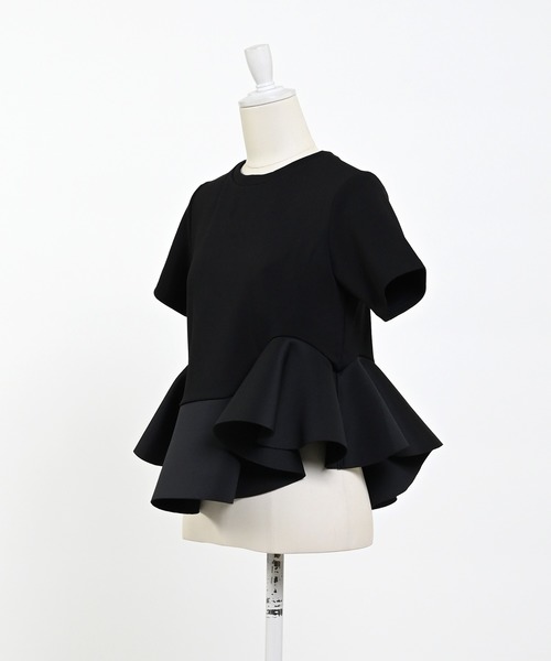 Narcissus（ナルシス）の「【Narcissusオリジナル】ボンディングペプラム（Tシャツ/カットソー・レディース・ホワイト/ブラック・FREE）」の7枚目の写真