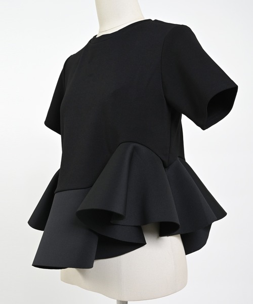 Narcissus（ナルシス）の「【Narcissusオリジナル】ボンディングペプラム（Tシャツ/カットソー・レディース・ホワイト/ブラック・FREE）」の12枚目の写真