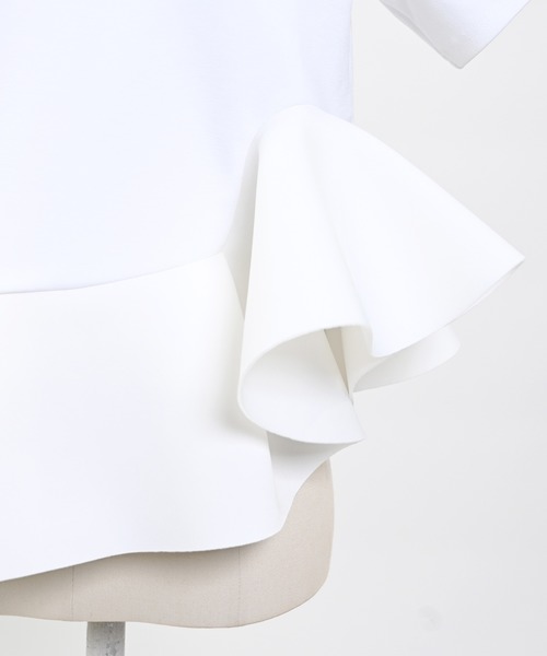 Narcissus（ナルシス）の「【Narcissusオリジナル】ボンディングペプラム（Tシャツ/カットソー・レディース・ホワイト/ブラック・FREE）」の4枚目の写真