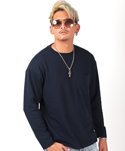 LUXSTYLE（ラグスタイル）の「胸ポケットクルーネックロンT（Tシャツ/カットソー・メンズ・ホワイト/ブラック/ネイビー/ブラウン/カーキ/モカ/チャコール・M/L）」の7枚目の写真