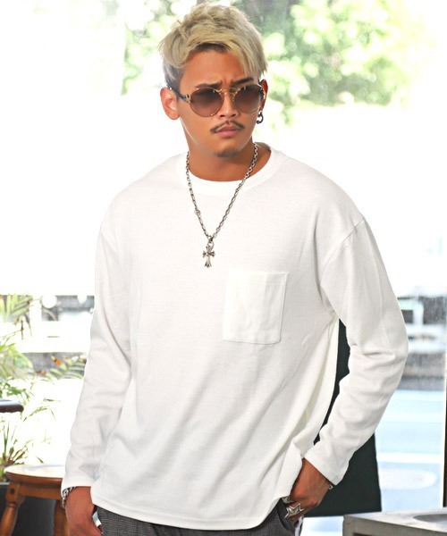 LUXSTYLE（ラグスタイル）の「胸ポケットクルーネックロンT（Tシャツ/カットソー・メンズ・ホワイト/ブラック/ネイビー/ブラウン/カーキ/モカ/チャコール・M/L）」の2枚目の写真