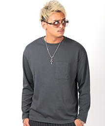 胸ポケットクルーネックロンT