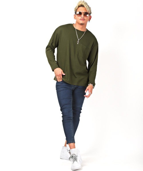 LUXSTYLE（ラグスタイル）の「胸ポケットクルーネックロンT（Tシャツ/カットソー・メンズ・ホワイト/ブラック/ネイビー/ブラウン/カーキ/モカ/チャコール・M/L）」の11枚目の写真