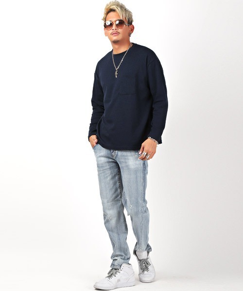 LUXSTYLE（ラグスタイル）の「胸ポケットクルーネックロンT（Tシャツ/カットソー・メンズ・ホワイト/ブラック/ネイビー/ブラウン/カーキ/モカ/チャコール・M/L）」の12枚目の写真
