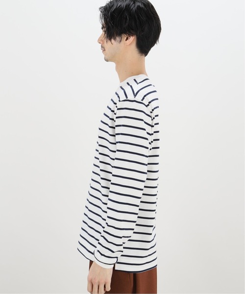 417 EDIFICE（フォーワンセブンエディフィス）の「30/2 ボーダーロングスリーブ（Tシャツ/カットソー・メンズ・ベージュ/ホワイト/グレー・LARGE/SMALL/MEDIUM）」の6枚目の写真