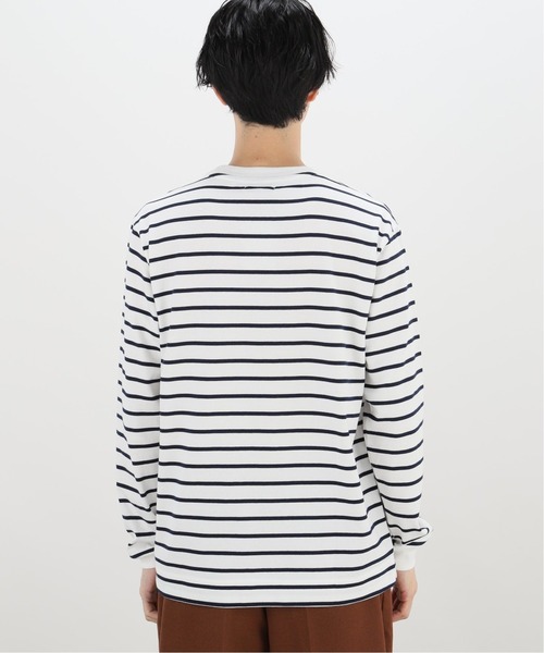 417 EDIFICE（フォーワンセブンエディフィス）の「30/2 ボーダーロングスリーブ（Tシャツ/カットソー・メンズ・ベージュ/ホワイト/グレー・LARGE/SMALL/MEDIUM）」の7枚目の写真