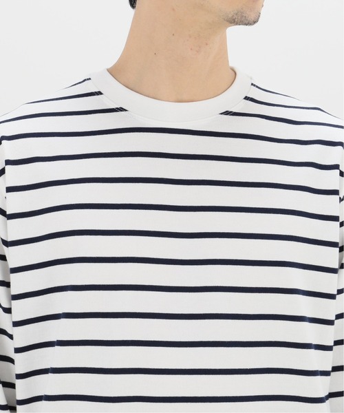 417 EDIFICE（フォーワンセブンエディフィス）の「30/2 ボーダーロングスリーブ（Tシャツ/カットソー・メンズ・ベージュ/ホワイト/グレー・LARGE/SMALL/MEDIUM）」の8枚目の写真