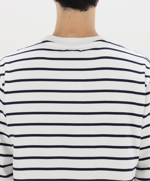 417 EDIFICE（フォーワンセブンエディフィス）の「30/2 ボーダーロングスリーブ（Tシャツ/カットソー・メンズ・ベージュ/ホワイト/グレー・LARGE/SMALL/MEDIUM）」の9枚目の写真