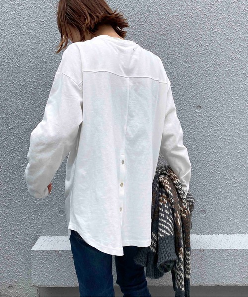 PICCIN(ピッチン)の「ヘビーウェイトバックスリットロンT(Tシャツ/カットソー・レディース・グレイッシュベージュ/オフホワイト/パープル/ブラック・M)」の20枚目の写真