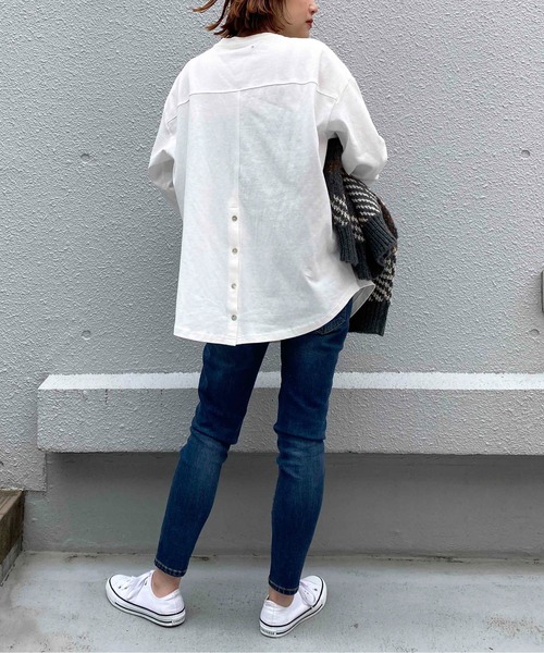 PICCIN(ピッチン)の「ヘビーウェイトバックスリットロンT(Tシャツ/カットソー・レディース・グレイッシュベージュ/オフホワイト/パープル/ブラック・M)」の22枚目の写真