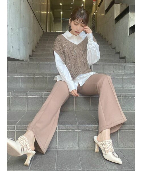 MURUA(ムルーア)の「ボンディングフレアパンツ(その他パンツ・レディース・アイボリー/ブラック/モカ・FREE)」の17枚目の写真