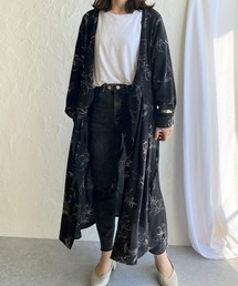 花柄カシュクールロングガウンワンピース