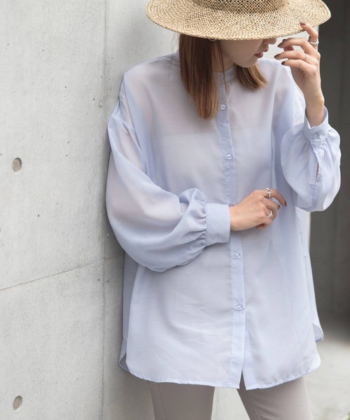 bohmal（ボマール）の「エステルシアーバンドカラーシャツ（シャツ/ブラウス・レディース・ベージュ/ブラック/グリーン/モカ/オフホワイト/サックスブルー・MEDIUM）」の2枚目の写真