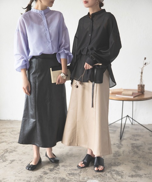 bohmal（ボマール）の「エステルシアーバンドカラーシャツ（シャツ/ブラウス・レディース・ベージュ/ブラック/グリーン/モカ/オフホワイト/サックスブルー・MEDIUM）」の11枚目の写真