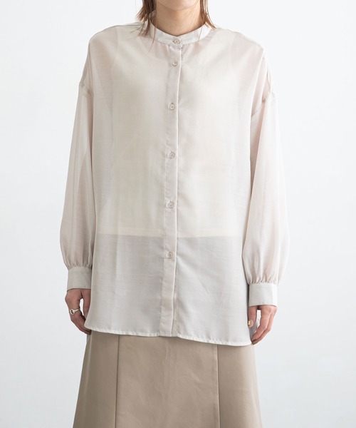 bohmal（ボマール）の「エステルシアーバンドカラーシャツ（シャツ/ブラウス・レディース・ベージュ/ブラック/グリーン/モカ/オフホワイト/サックスブルー・MEDIUM）」の12枚目の写真