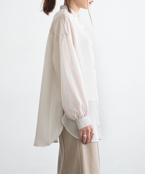 bohmal（ボマール）の「エステルシアーバンドカラーシャツ（シャツ/ブラウス・レディース・ベージュ/ブラック/グリーン/モカ/オフホワイト/サックスブルー・MEDIUM）」の14枚目の写真