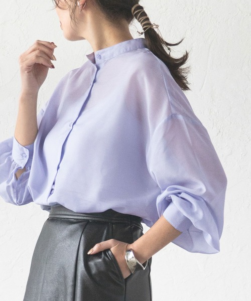 bohmal（ボマール）の「エステルシアーバンドカラーシャツ（シャツ/ブラウス・レディース・ベージュ/ブラック/グリーン/モカ/オフホワイト/サックスブルー・MEDIUM）」の22枚目の写真