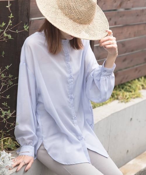 bohmal（ボマール）の「エステルシアーバンドカラーシャツ（シャツ/ブラウス・レディース・ベージュ/ブラック/グリーン/モカ/オフホワイト/サックスブルー・MEDIUM）」の20枚目の写真