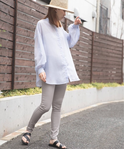 bohmal（ボマール）の「エステルシアーバンドカラーシャツ（シャツ/ブラウス・レディース・ベージュ/ブラック/グリーン/モカ/オフホワイト/サックスブルー・MEDIUM）」の21枚目の写真