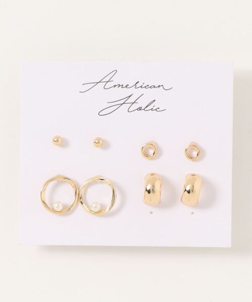 AMERICAN HOLIC（アメリカンホリック）の「メタル&パールSETピアス（ピアス（両耳用）・レディース・シルバー/ゴールド・FREE）」の3枚目の写真