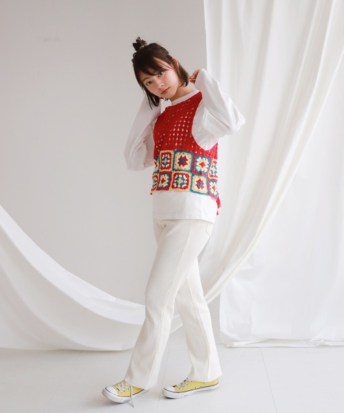 SLOBE citron.(スローブシトロン)の「SLOBE citron.クロシェベスト◆(ベスト・レディース・ナチュラル/レッド・FREE)」の14枚目の写真