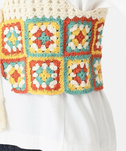 SLOBE citron.(スローブシトロン)の「SLOBE citron.クロシェベスト◆(ベスト・レディース・ナチュラル/レッド・FREE)」の7枚目の写真