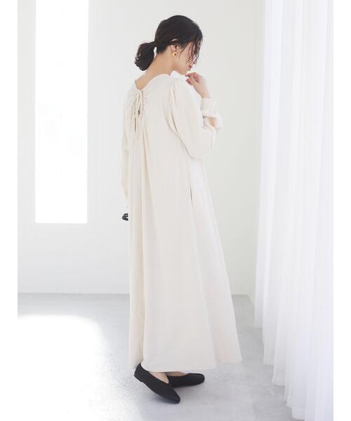 Green　Parks（グリーンパークス）の「・SUGAR SPOON バックギャザーワンピース＊（ワンピース・レディース・アイボリー/パープル/チャコールグレー/オレンジ・FREE）」の5枚目の写真